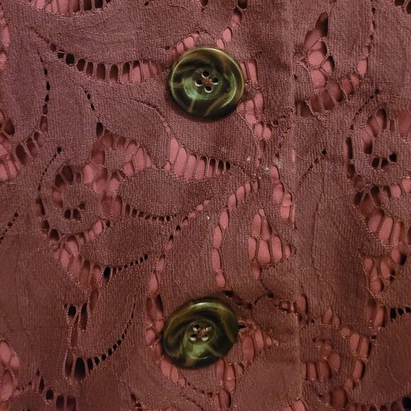 CAbi Womens Frolic Plumberry 3 Button Blazer - Lace Overlay - Picture 7 of 9